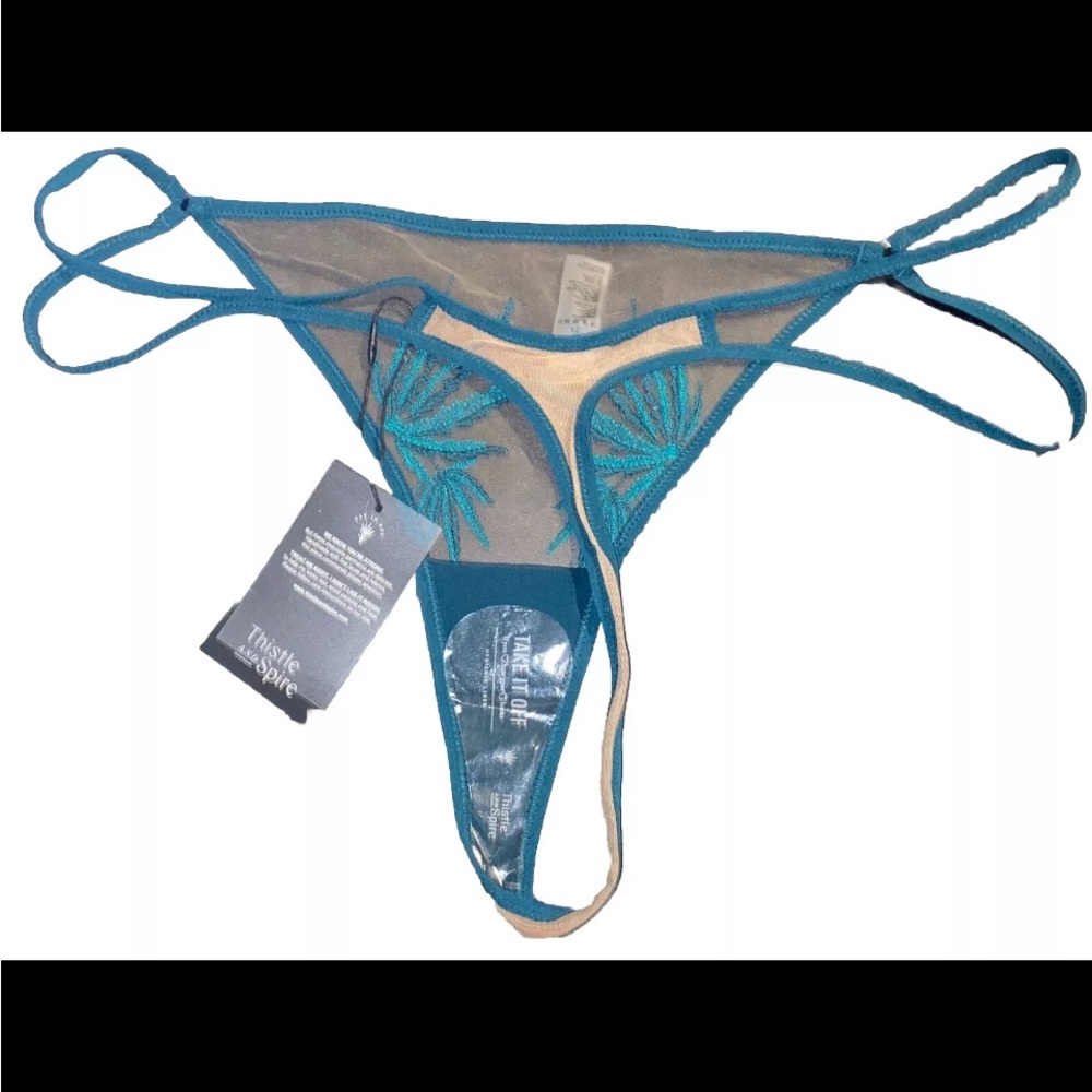 NEW Thistle And Spire Brooklyn Haze Thong Sheer Emerald Biscotti 2x - Picture 3 of 7